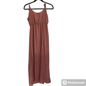 Romeo & Juliet Couture Black & Orange Geo Print Front Slit Maxi Dress Size Small